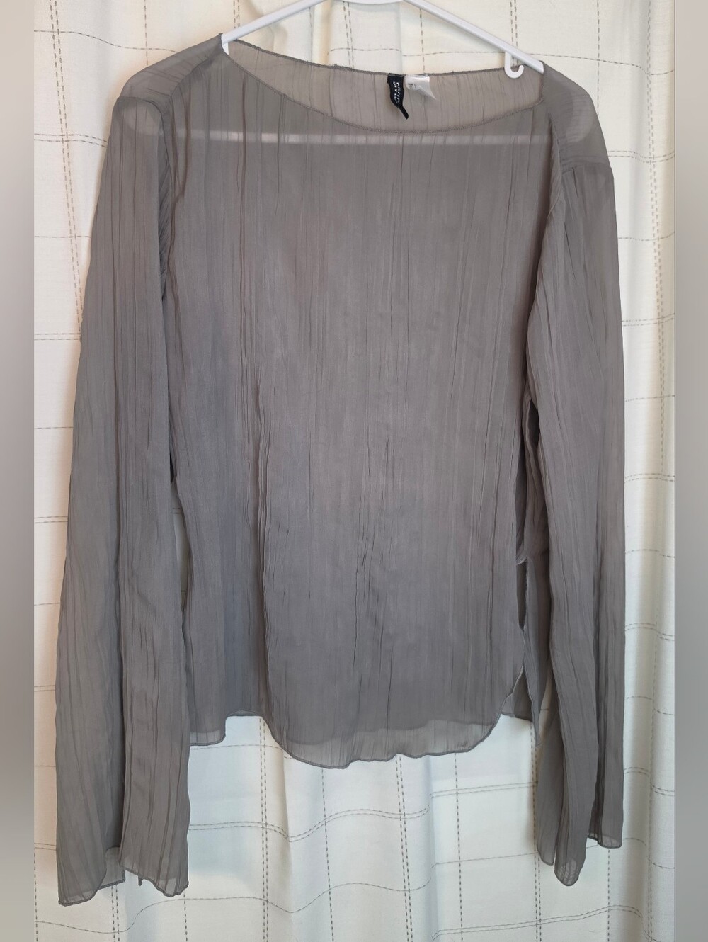 Divided Crinkle Semi Sheer Top